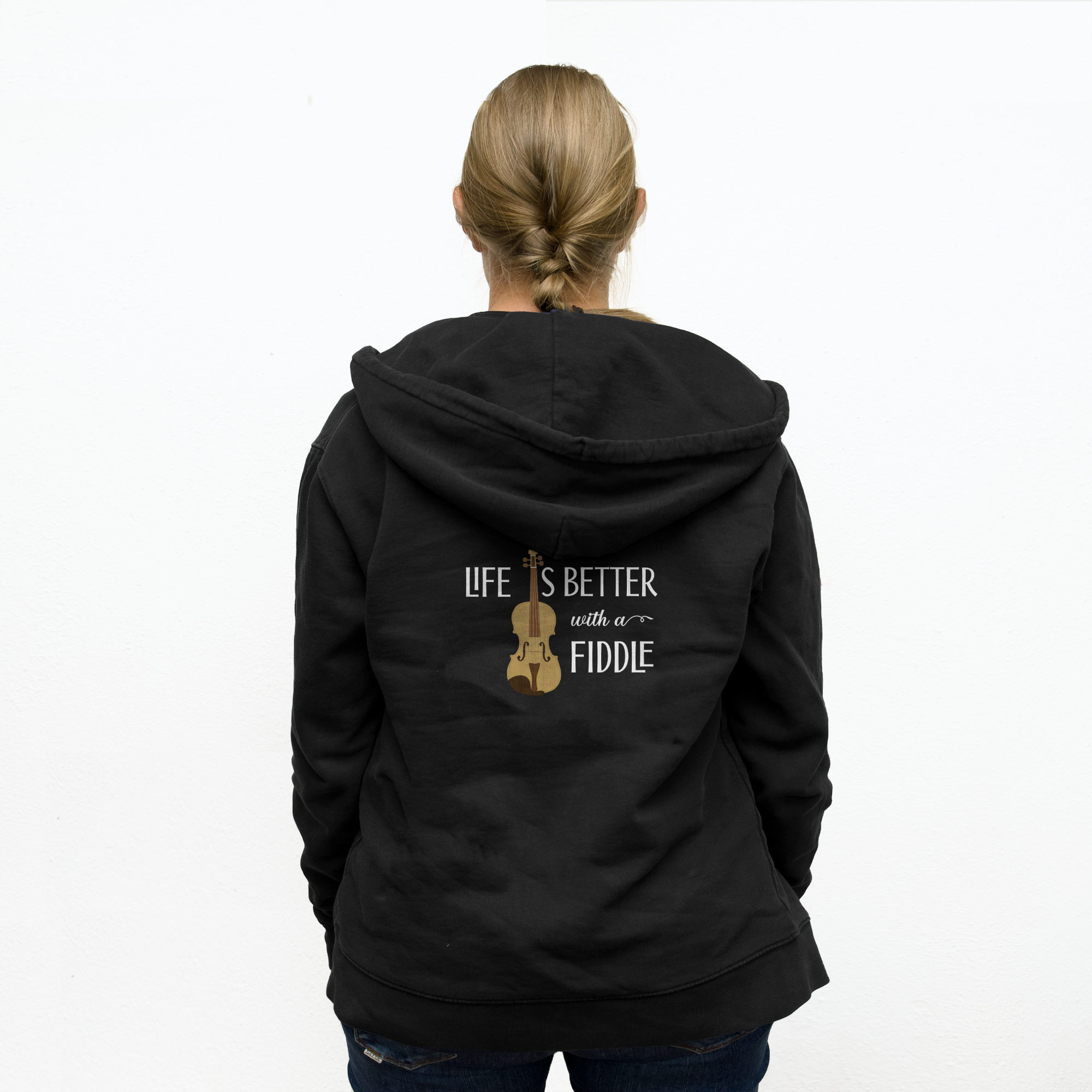 Life is better with a fiddle - Unisex organic zip hoodie