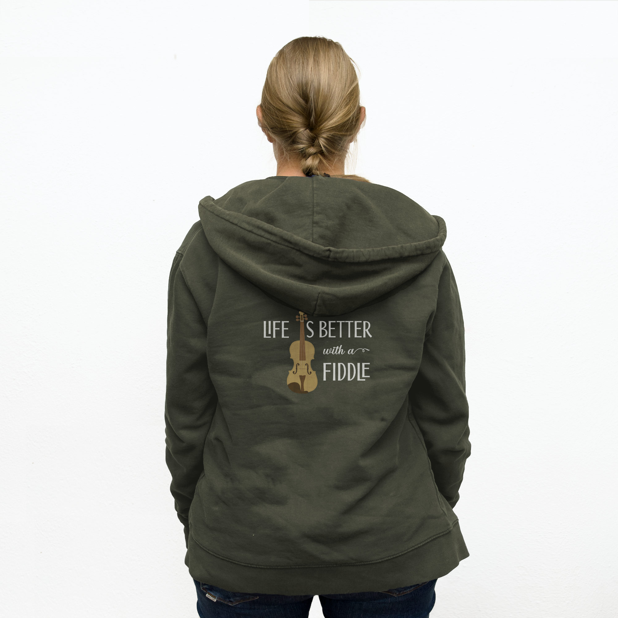 Life is better with a fiddle - Unisex organic zip hoodie